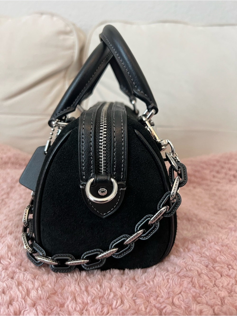 Coach Black Suede Mini Rowan with Silver Hardware - Picture 4 of 8